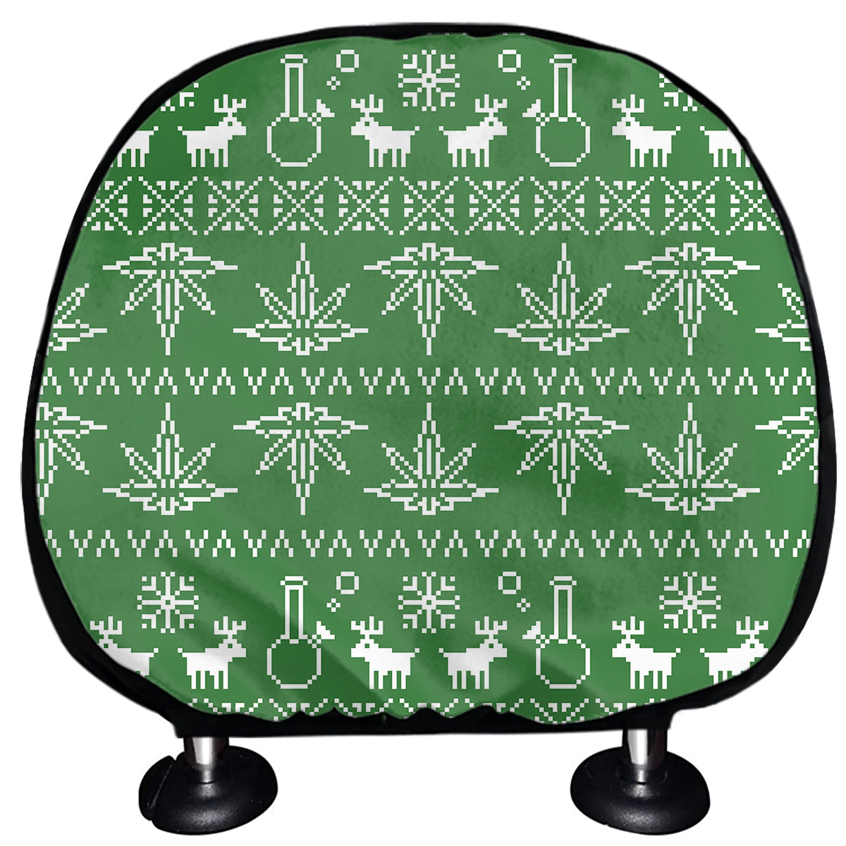 Christmas Pot Leaf Pattern Print Car Headrest Covers