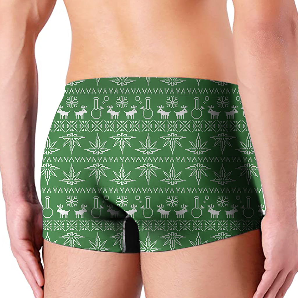 Christmas Pot Leaf Pattern Print Men's Boxer Briefs