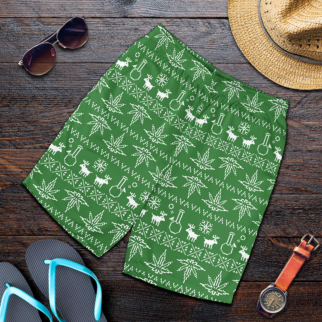 Christmas Pot Leaf Pattern Print Men's Shorts