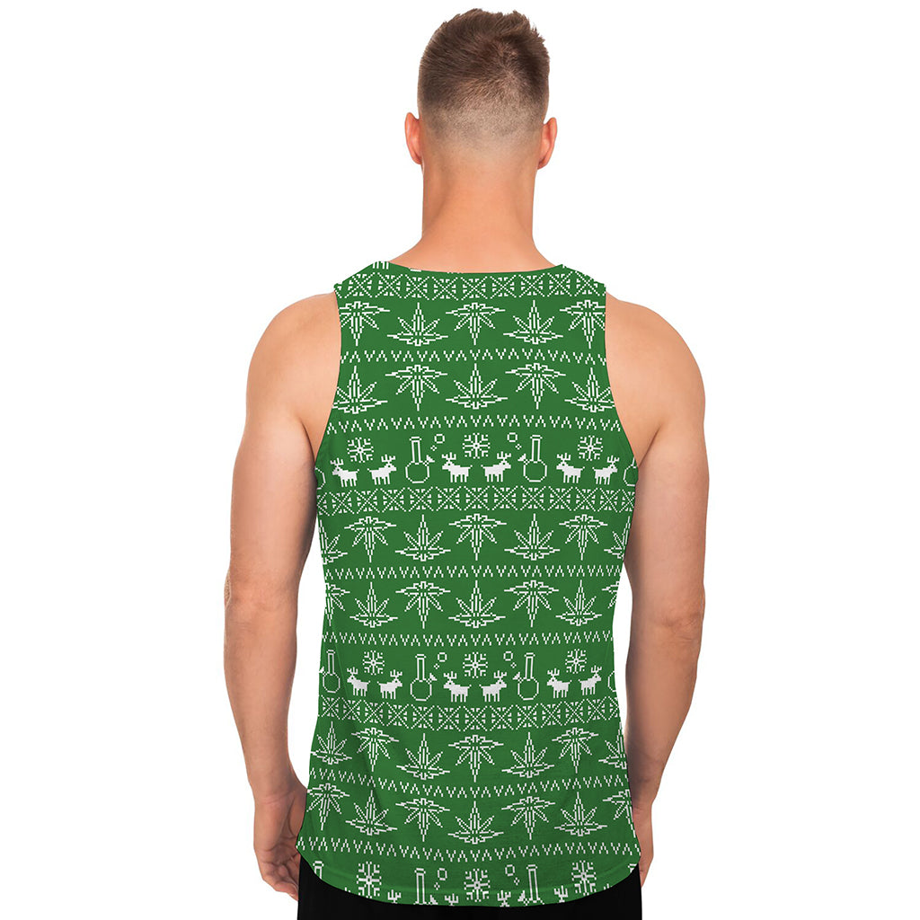 Christmas Pot Leaf Pattern Print Men's Tank Top