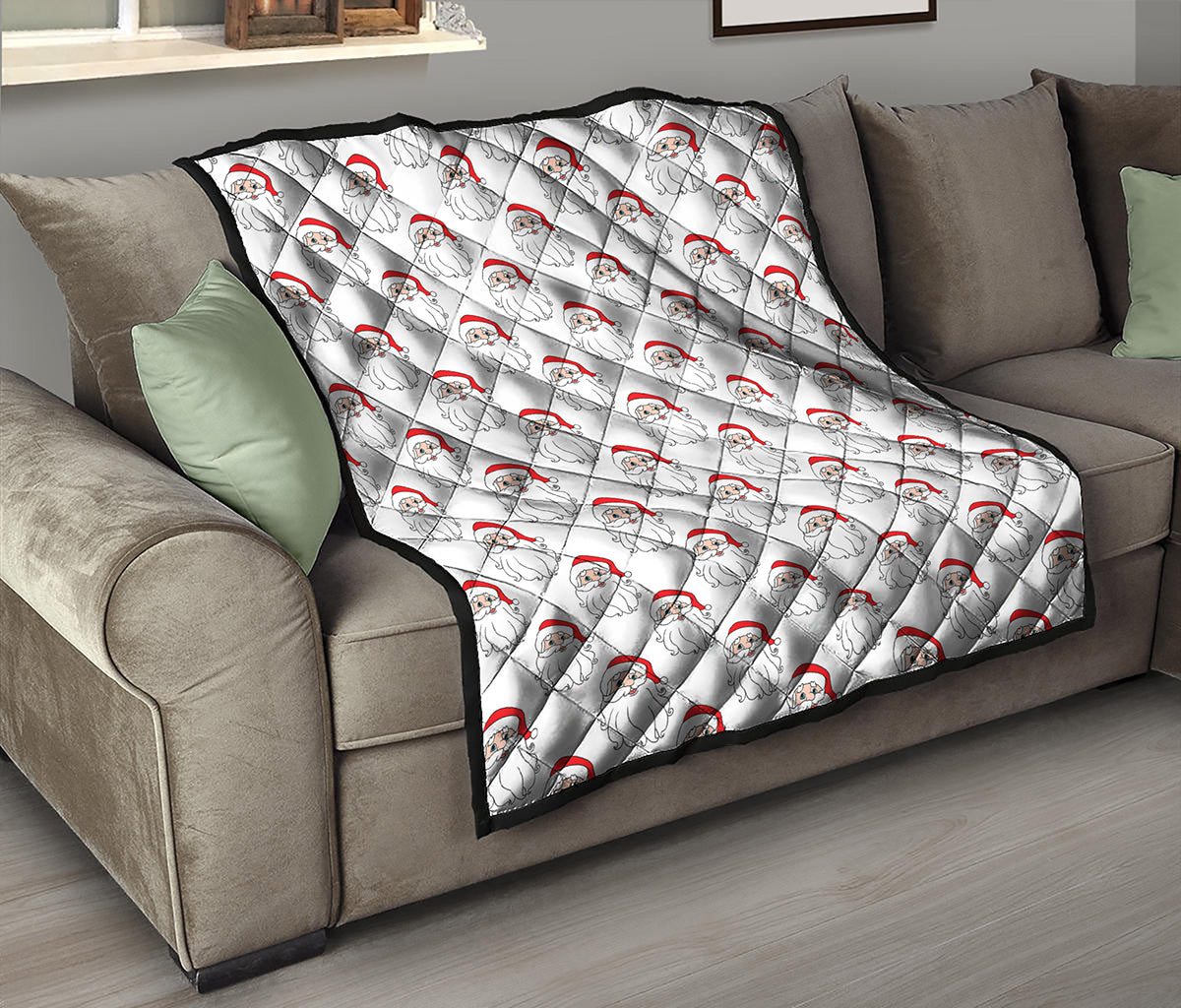 Christmas Santa Claus Pattern Print Quilt
