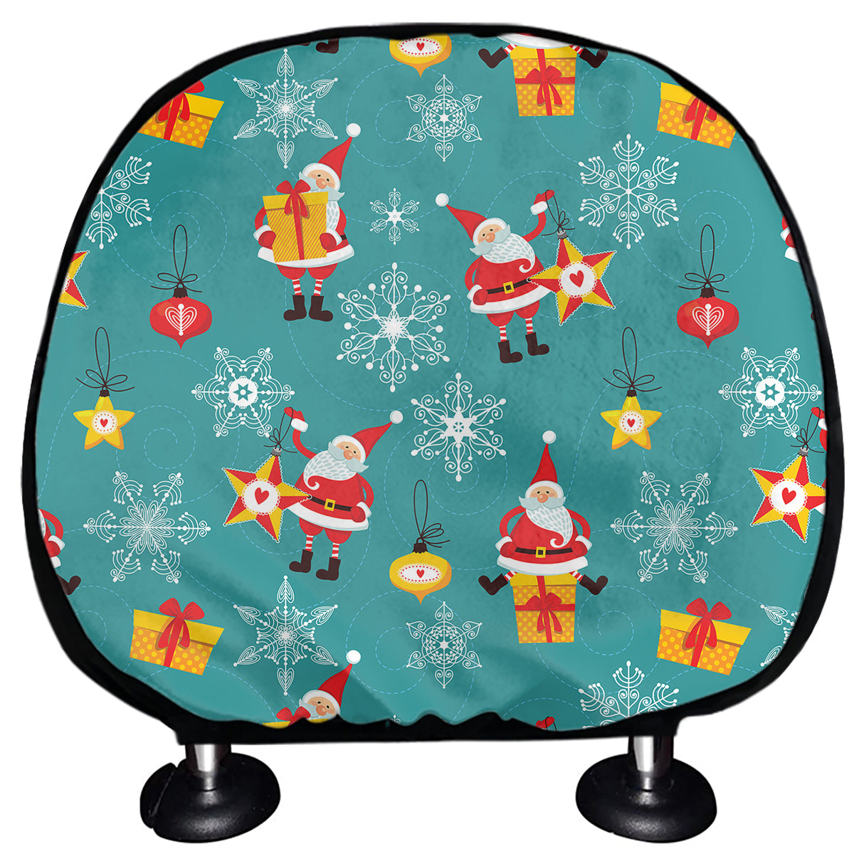 Christmas Santa Gift Pattern Print Car Headrest Covers