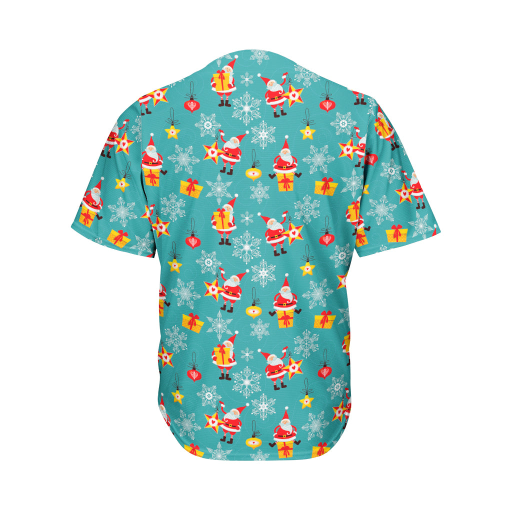 Christmas Santa Gift Pattern Print Men's Baseball Jersey