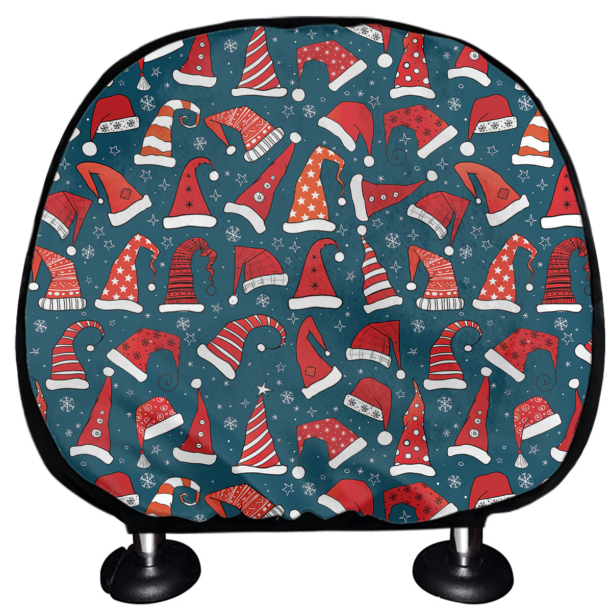 Christmas Santa Hats Pattern Print Car Headrest Covers