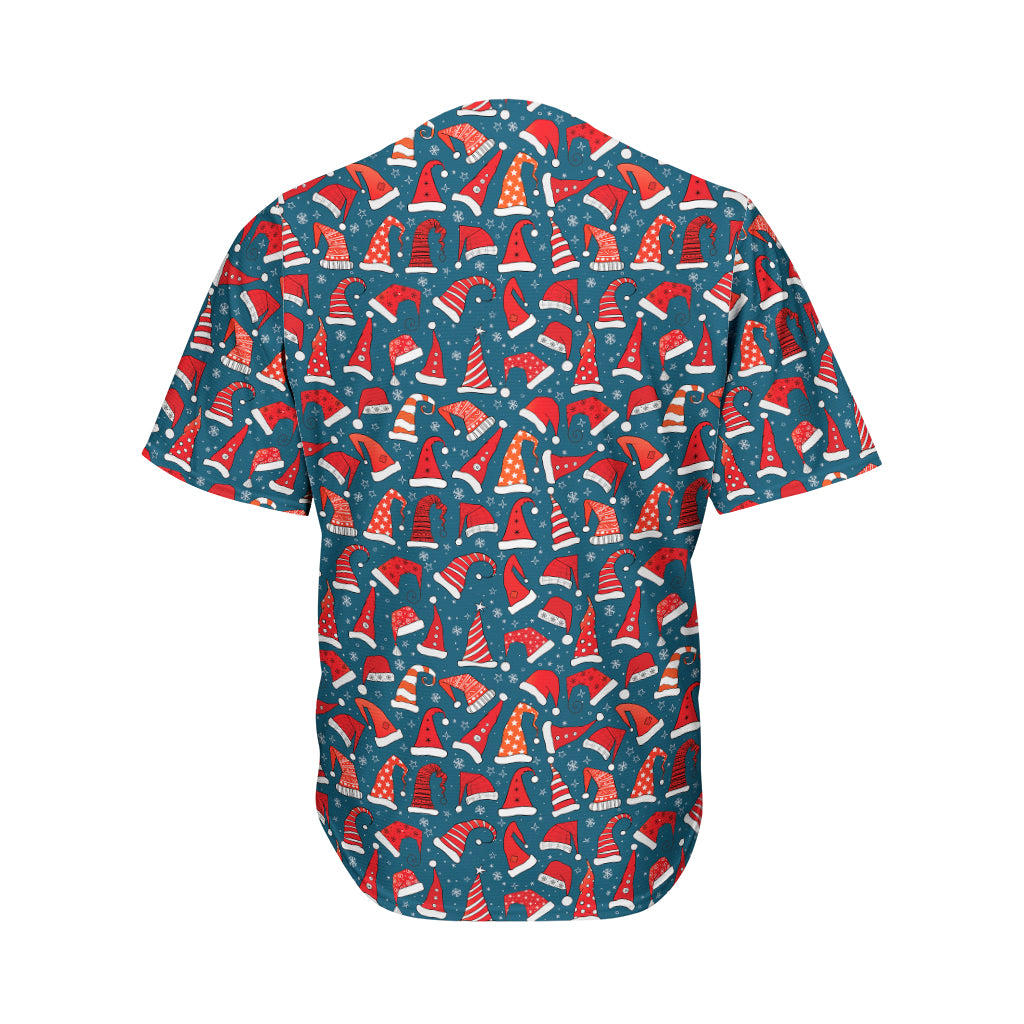 Christmas Santa Hats Pattern Print Men's Baseball Jersey