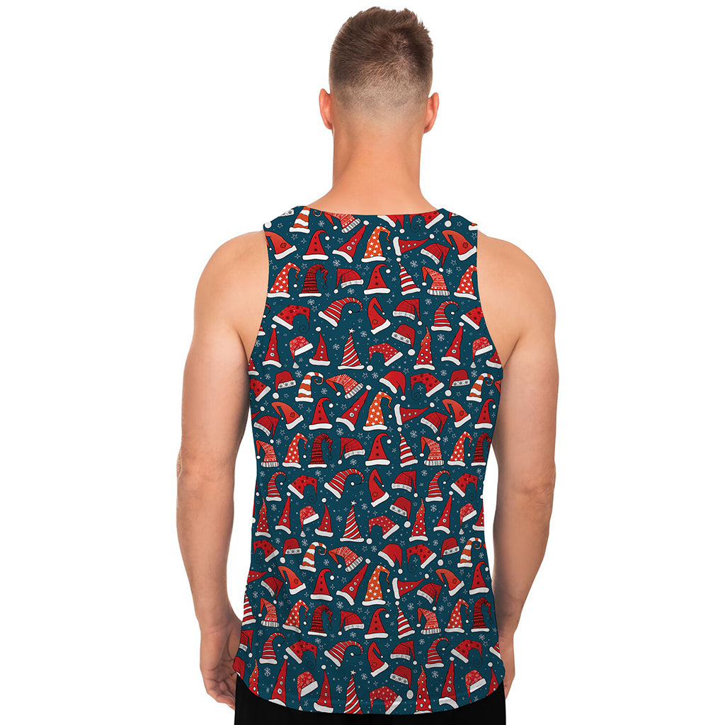 Christmas Santa Hats Pattern Print Men's Tank Top