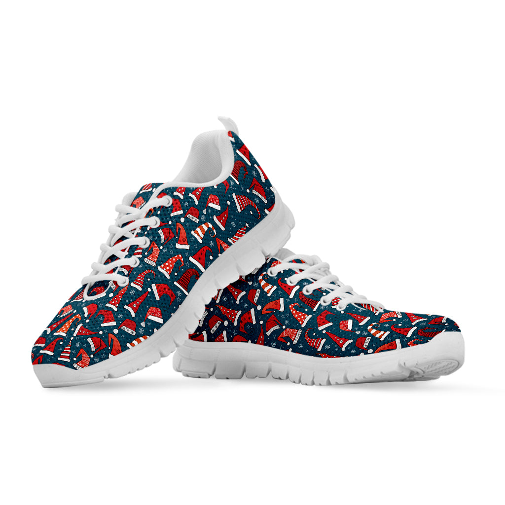 Christmas Santa Hats Pattern Print White Sneakers