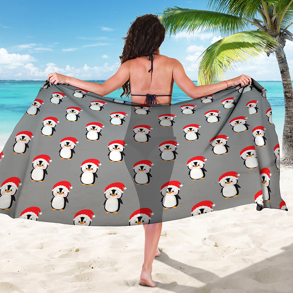 Christmas Santa Penguin Pattern Print Beach Sarong Wrap