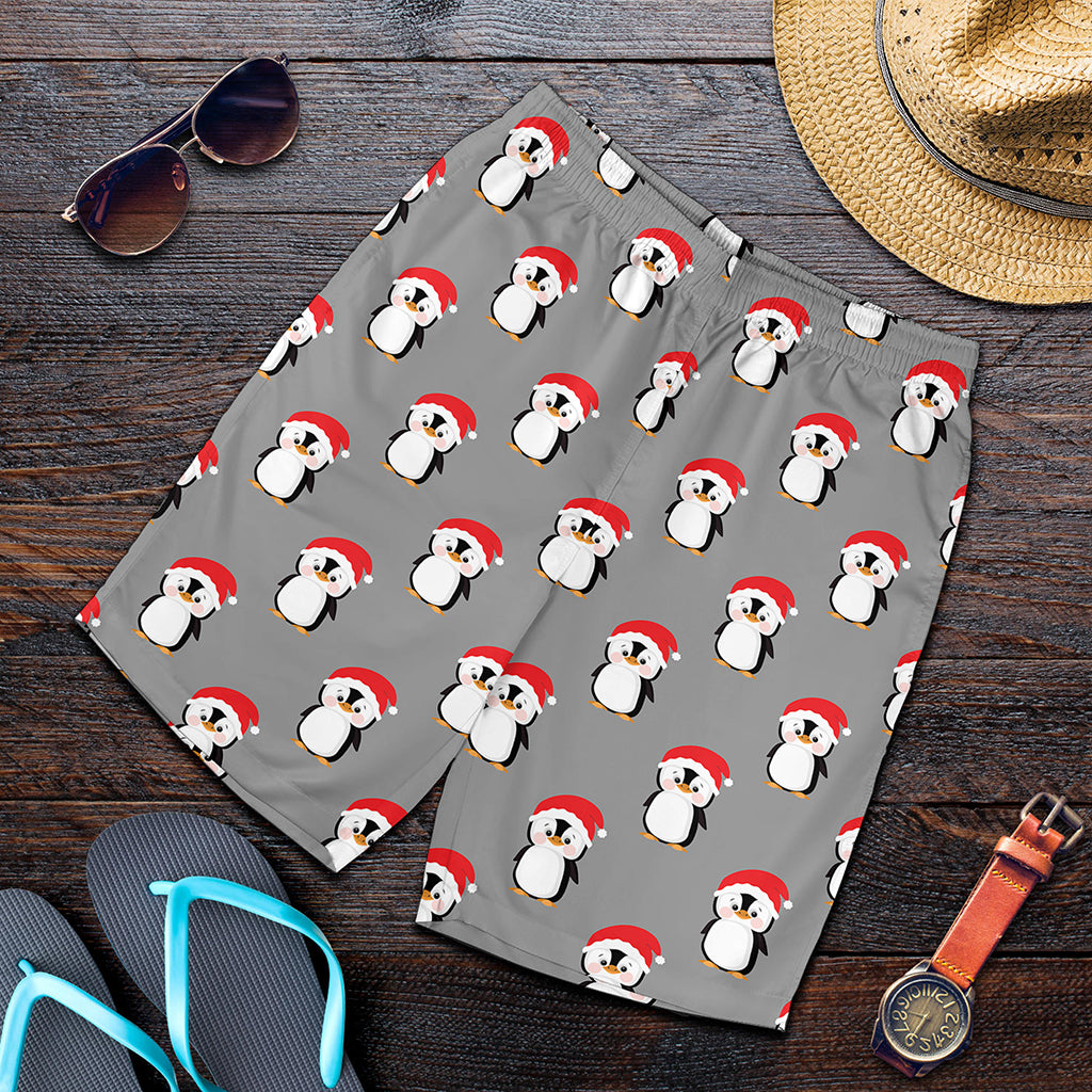 Christmas Santa Penguin Pattern Print Men's Shorts