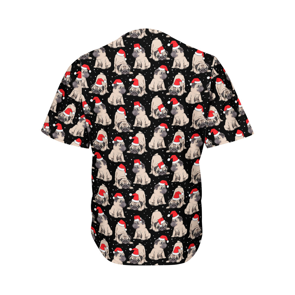 Christmas Santa Pug Pattern Print Men's Baseball Jersey