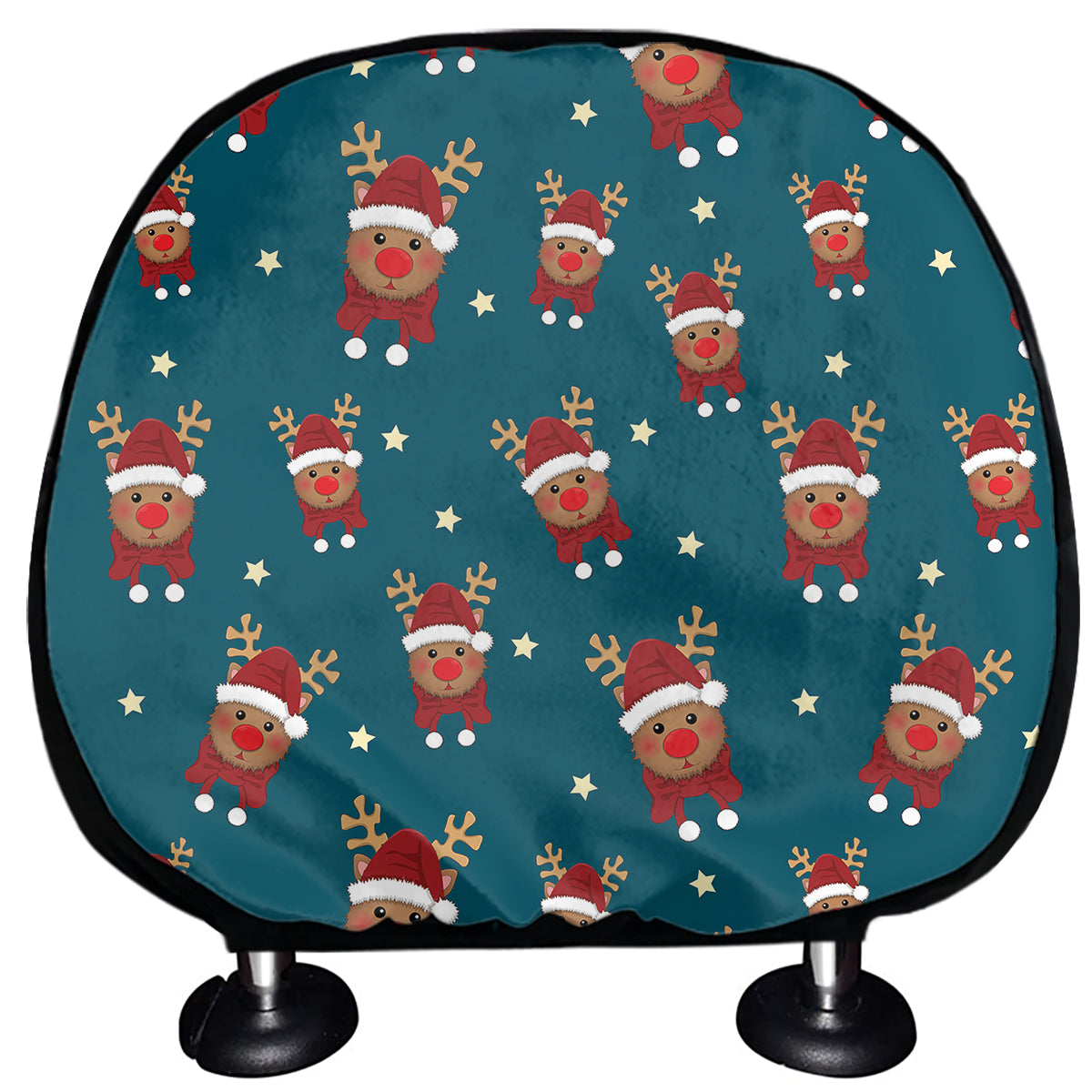 Christmas Santa Reindeer Pattern Print Car Headrest Covers