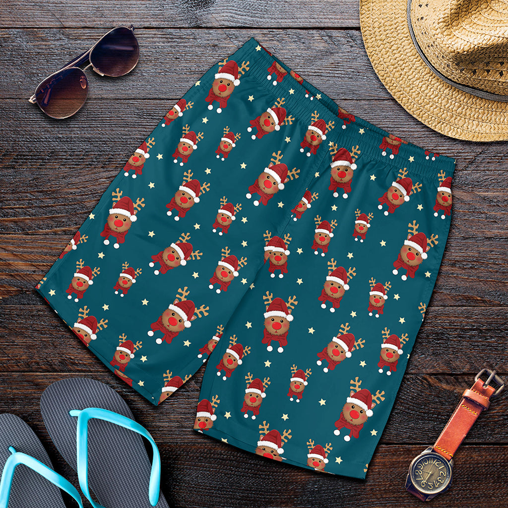 Christmas Santa Reindeer Pattern Print Men's Shorts