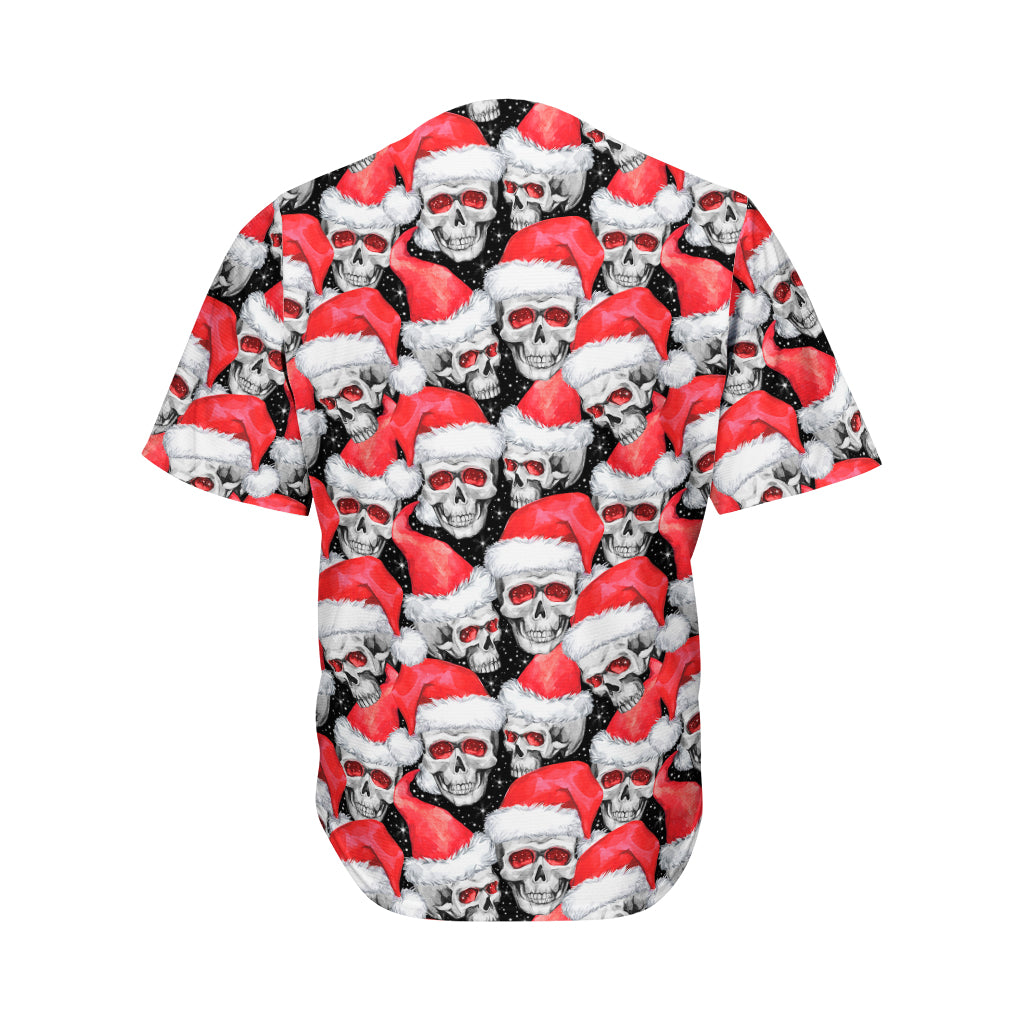 Christmas Santa Skull Pattern Print Men's Baseball Jersey