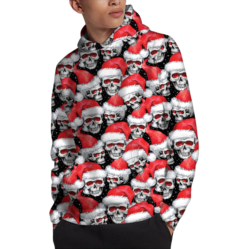 Christmas Santa Skull Pattern Print Pullover Hoodie