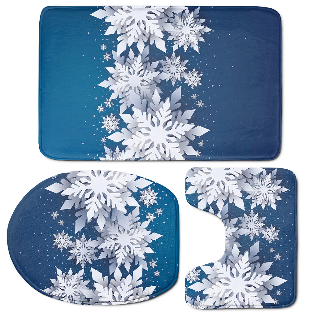 Christmas Snowflake Print 3 Piece Bath Mat Set