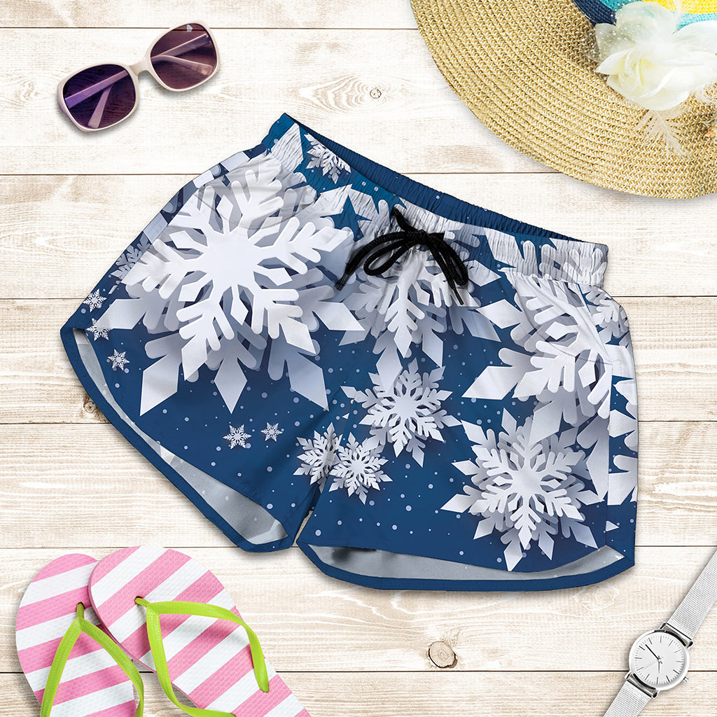Christmas Snowflake Print Women's Shorts
