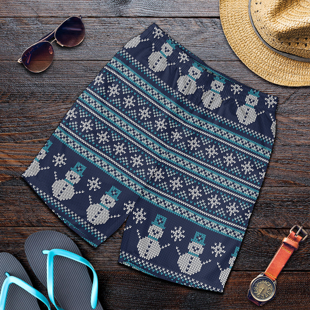 Christmas Snowman Knitted Pattern Print Men's Shorts