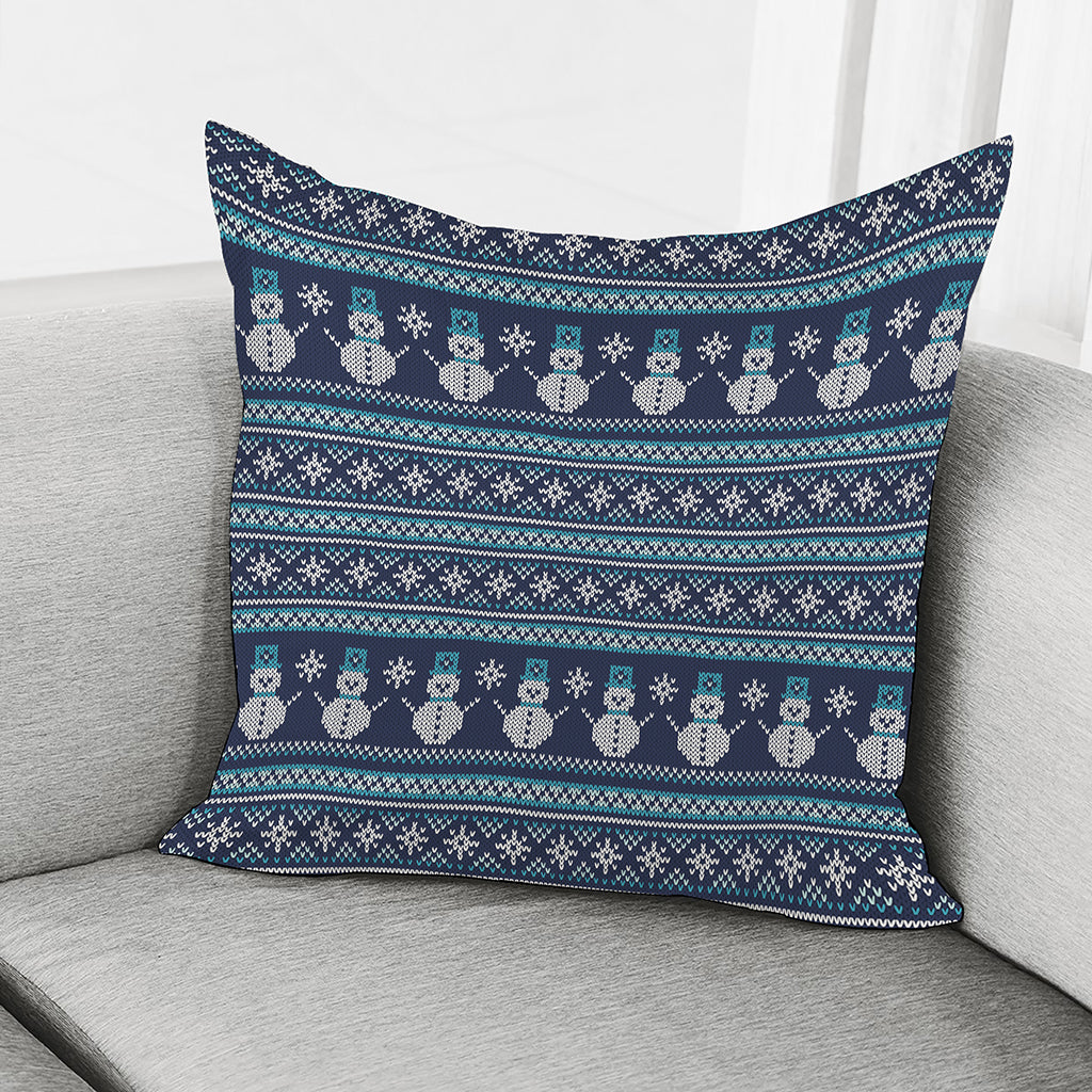 Christmas Snowman Knitted Pattern Print Pillow Cover