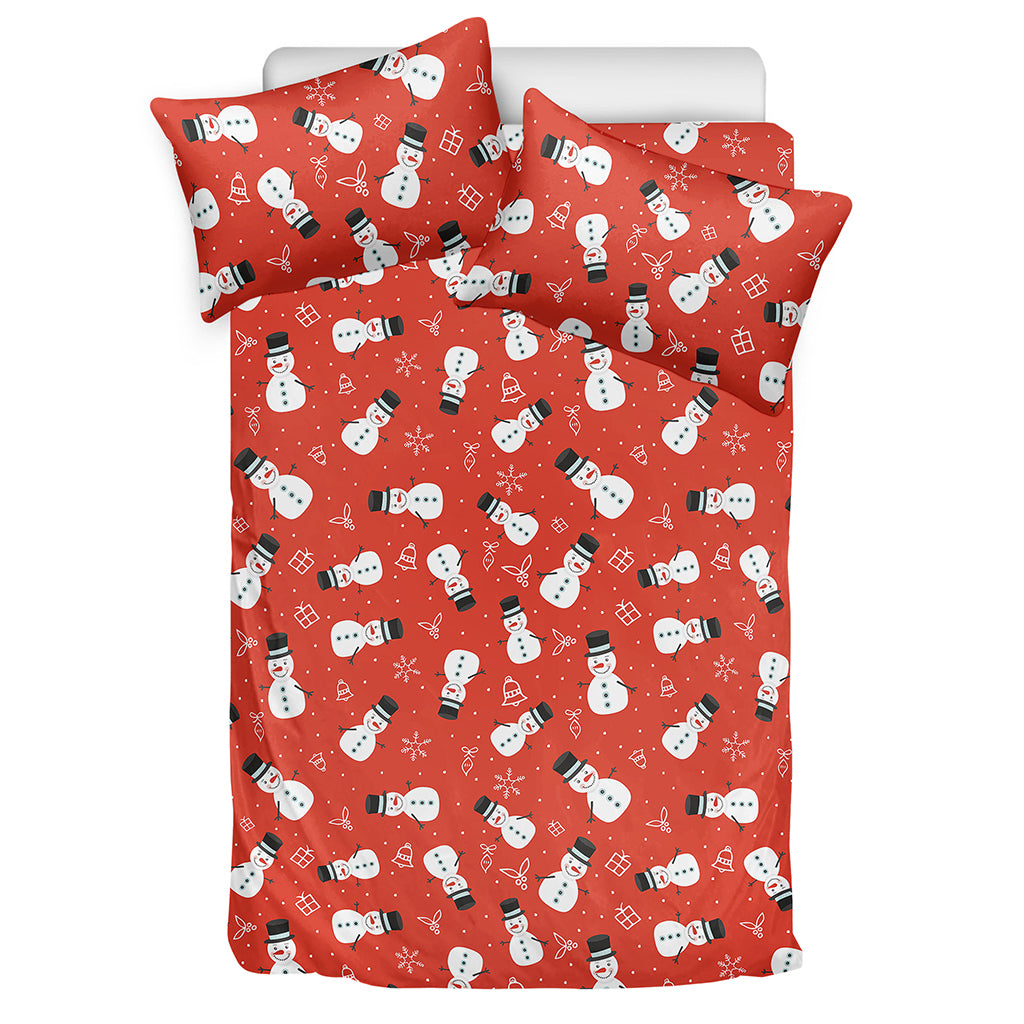 Christmas Snowman Pattern Print Duvet Cover Bedding Set