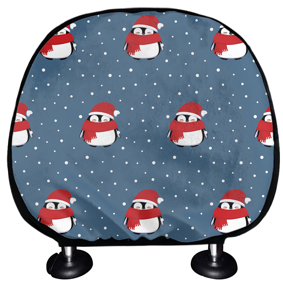 Christmas Snowy Penguin Pattern Print Car Headrest Covers