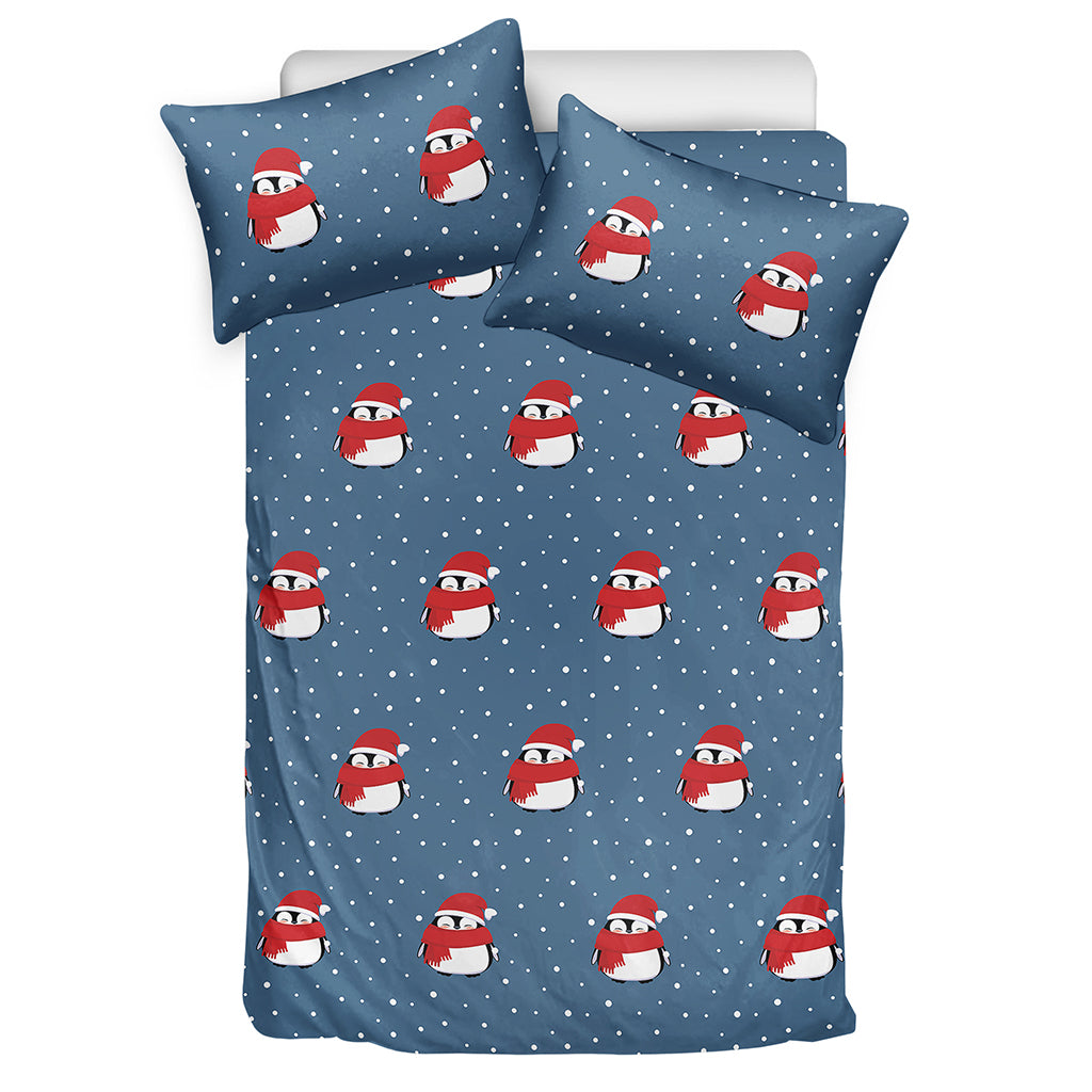 Christmas Snowy Penguin Pattern Print Duvet Cover Bedding Set