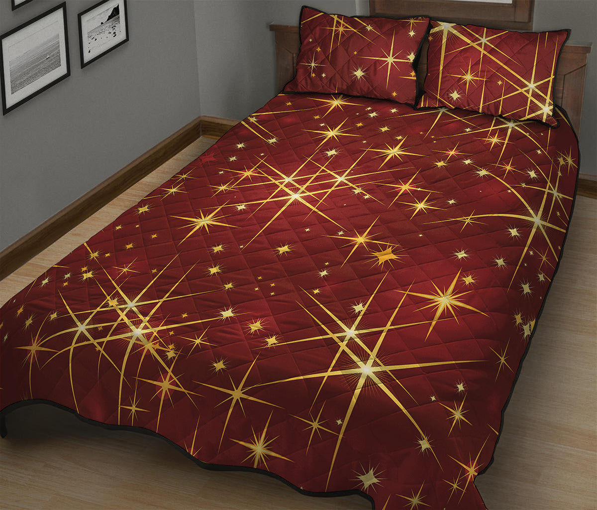 Christmas Sparkle Print Quilt Bed Set