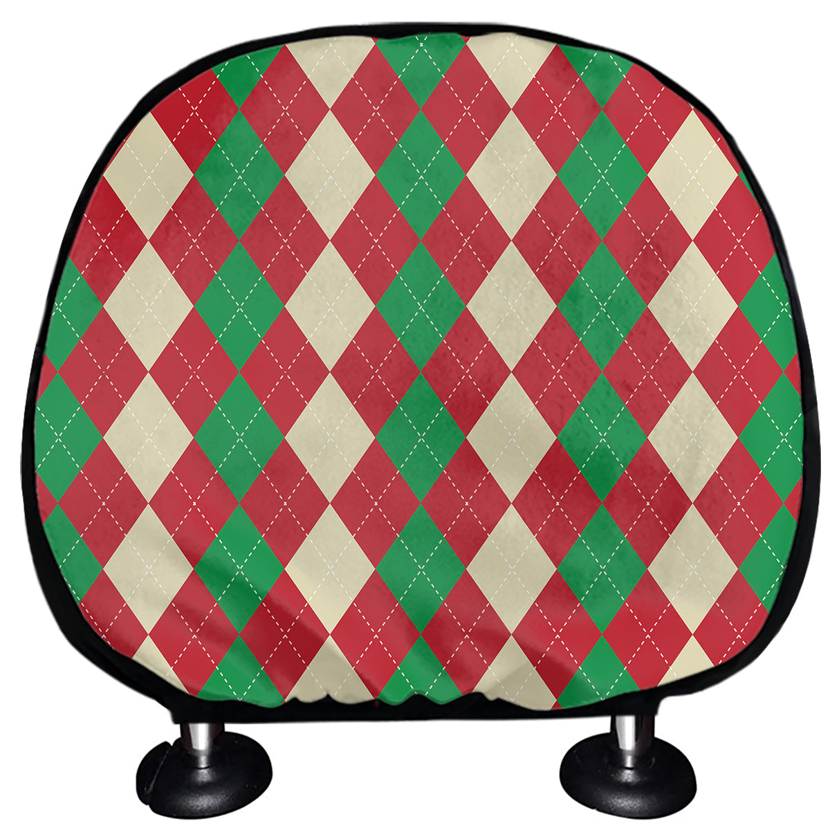 Christmas Themed Argyle Pattern Print Car Headrest Covers