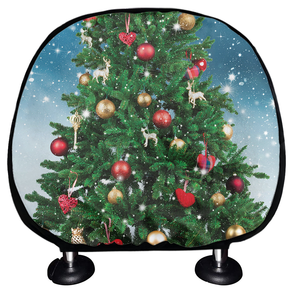 Christmas Tree And Snow Print Car Headrest Covers