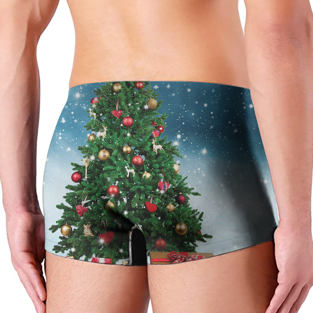 Christmas Tree And Snow Print Men's Boxer Briefs