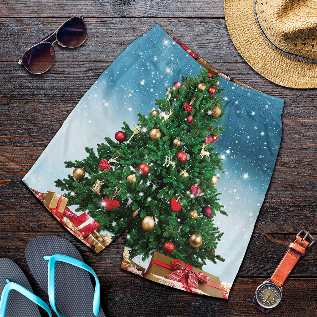 Christmas Tree And Snow Print Men's Shorts