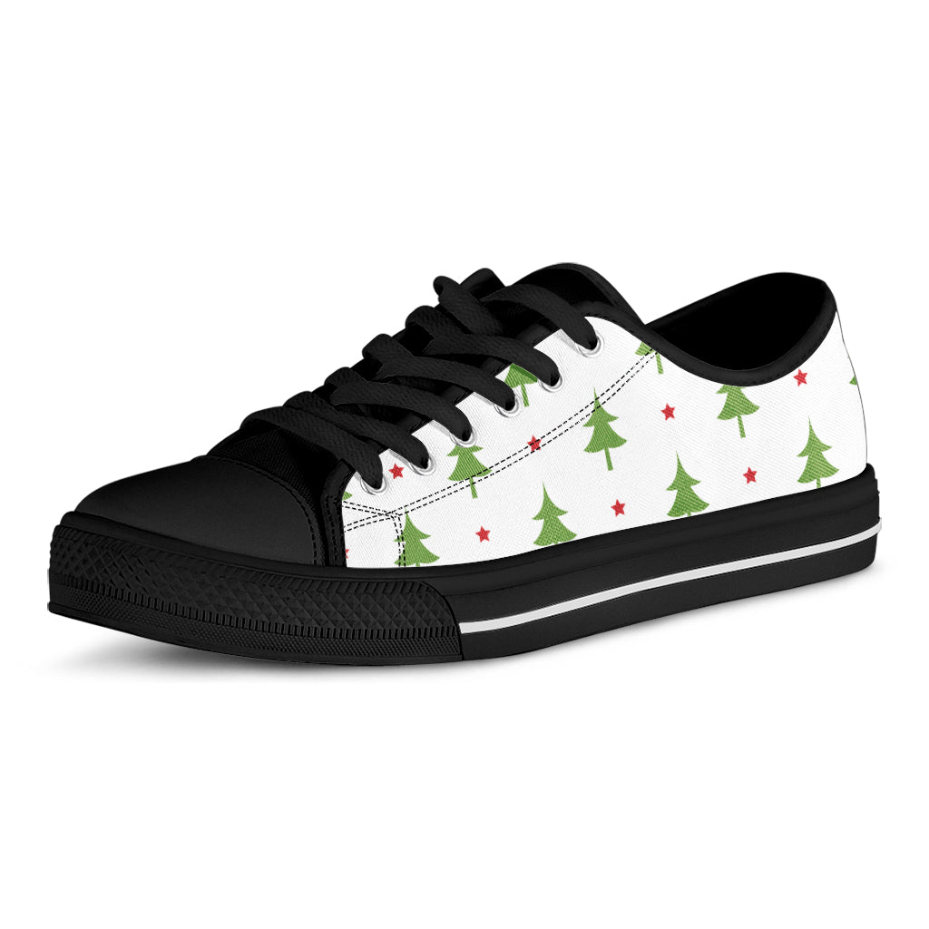 Christmas Tree And Star Pattern Print Black Low Top Shoes