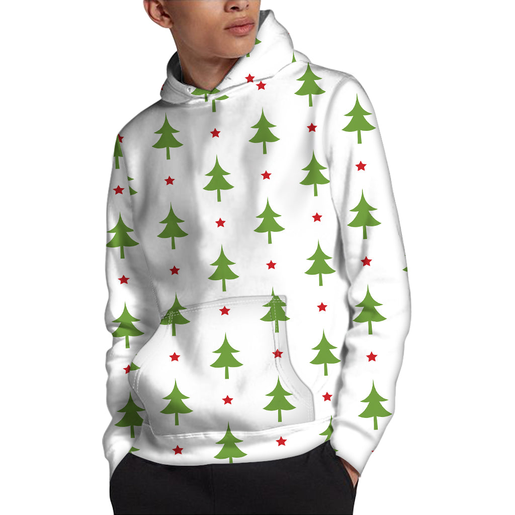 Christmas Tree And Star Pattern Print Pullover Hoodie