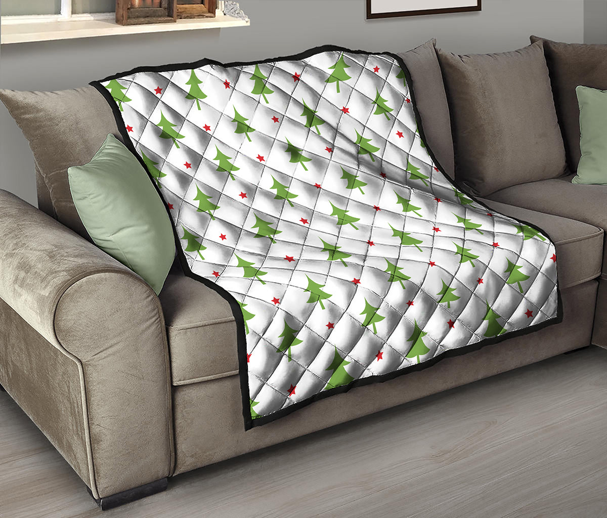 Christmas Tree And Star Pattern Print Quilt