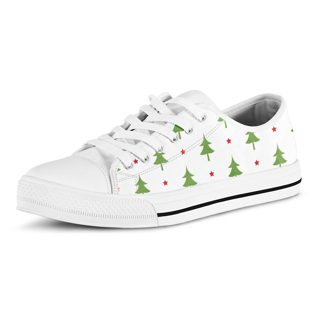 Christmas Tree And Star Pattern Print White Low Top Shoes