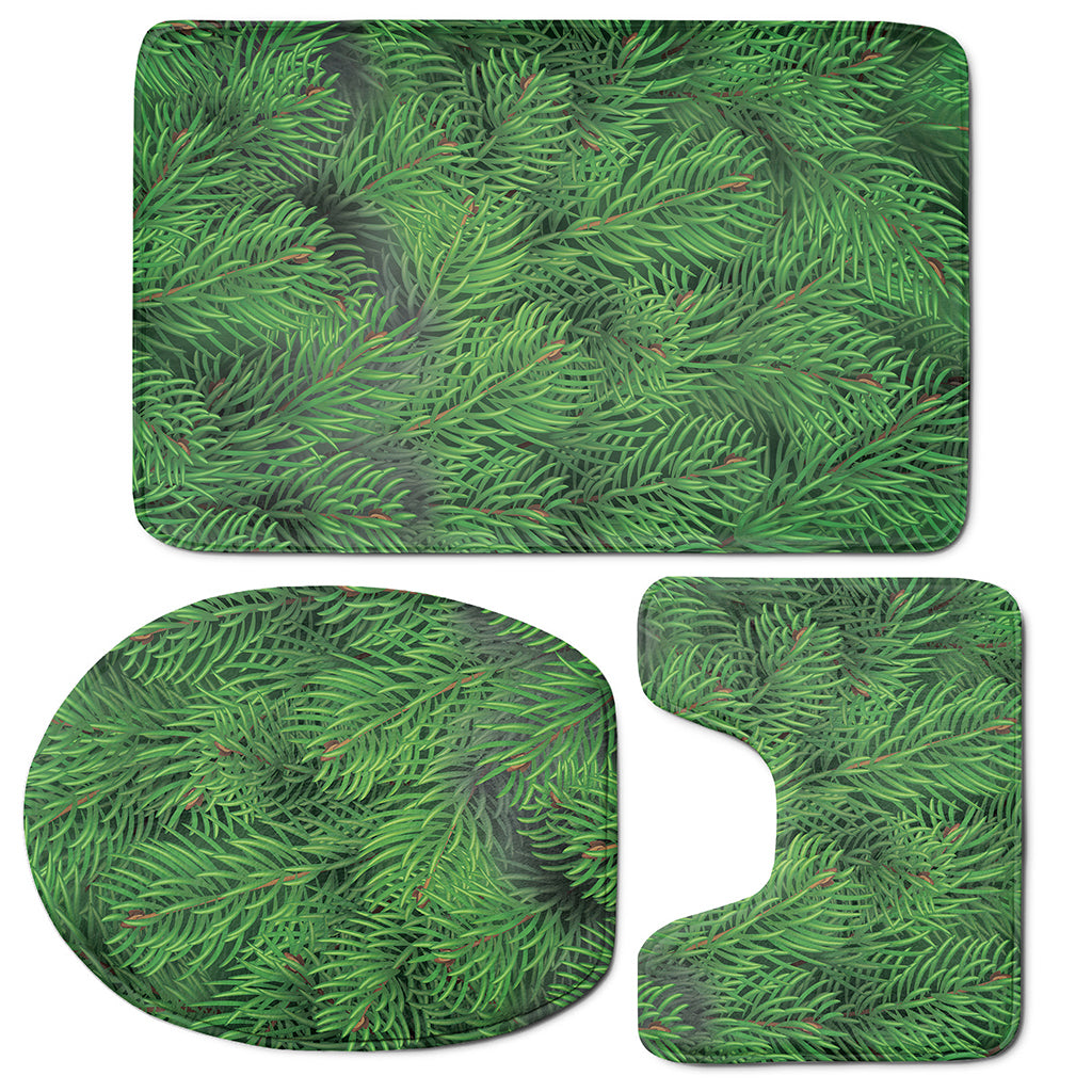 Christmas Tree Branches Print 3 Piece Bath Mat Set