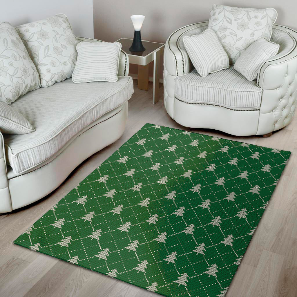 Christmas Tree Knitted Pattern Print Area Rug