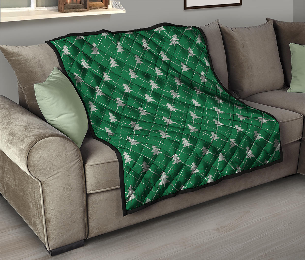Christmas Tree Knitted Pattern Print Quilt