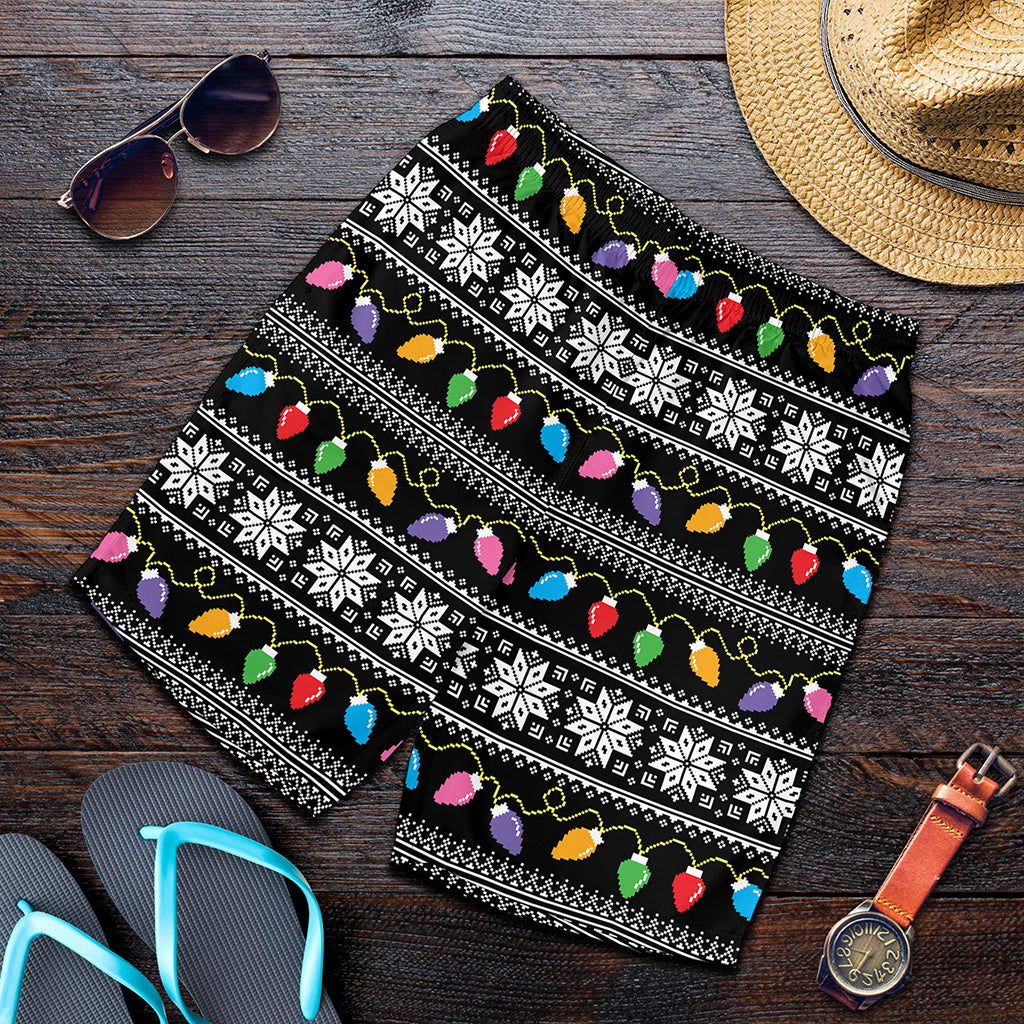 Christmas Tree Lights Print Men's Shorts