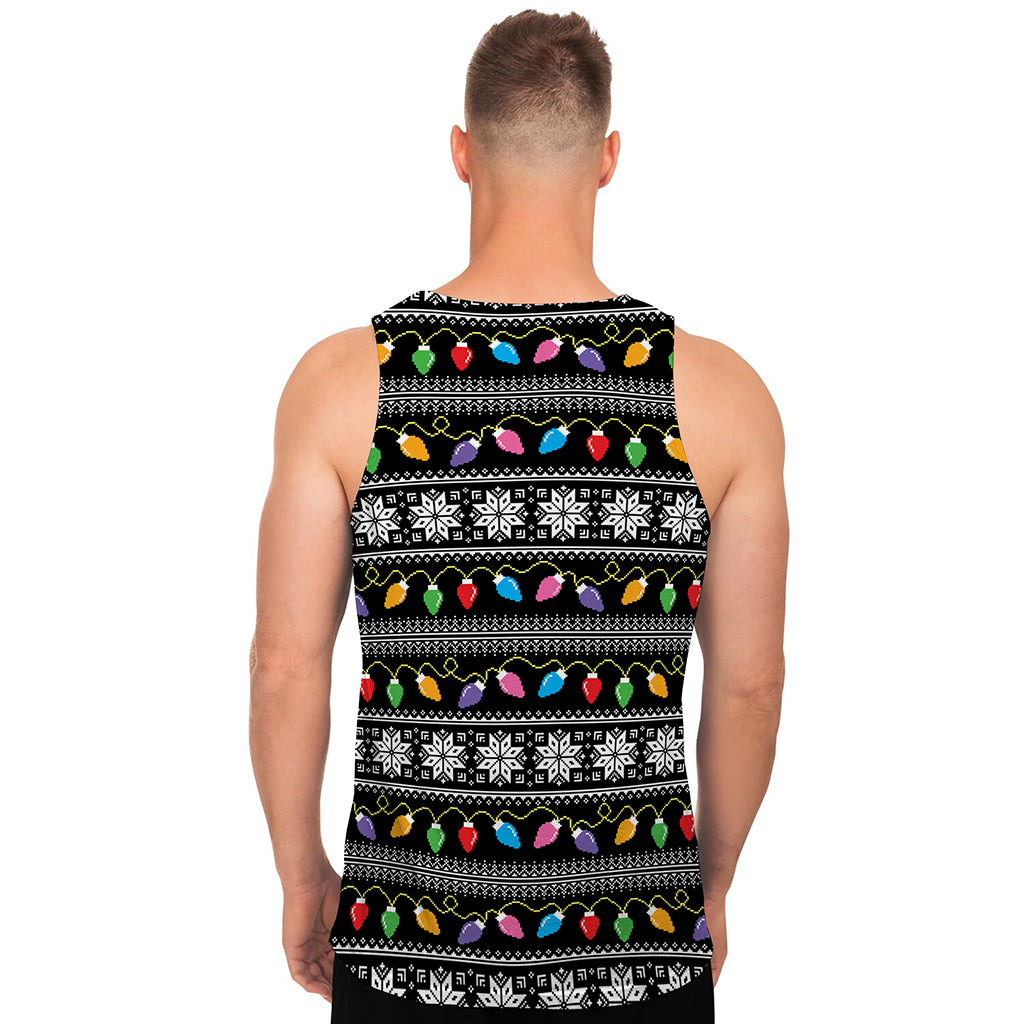 Christmas Tree Lights Print Men's Tank Top