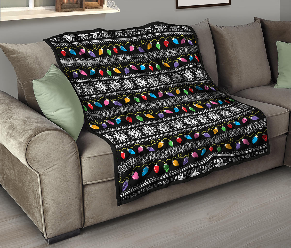 Christmas Tree Lights Print Quilt