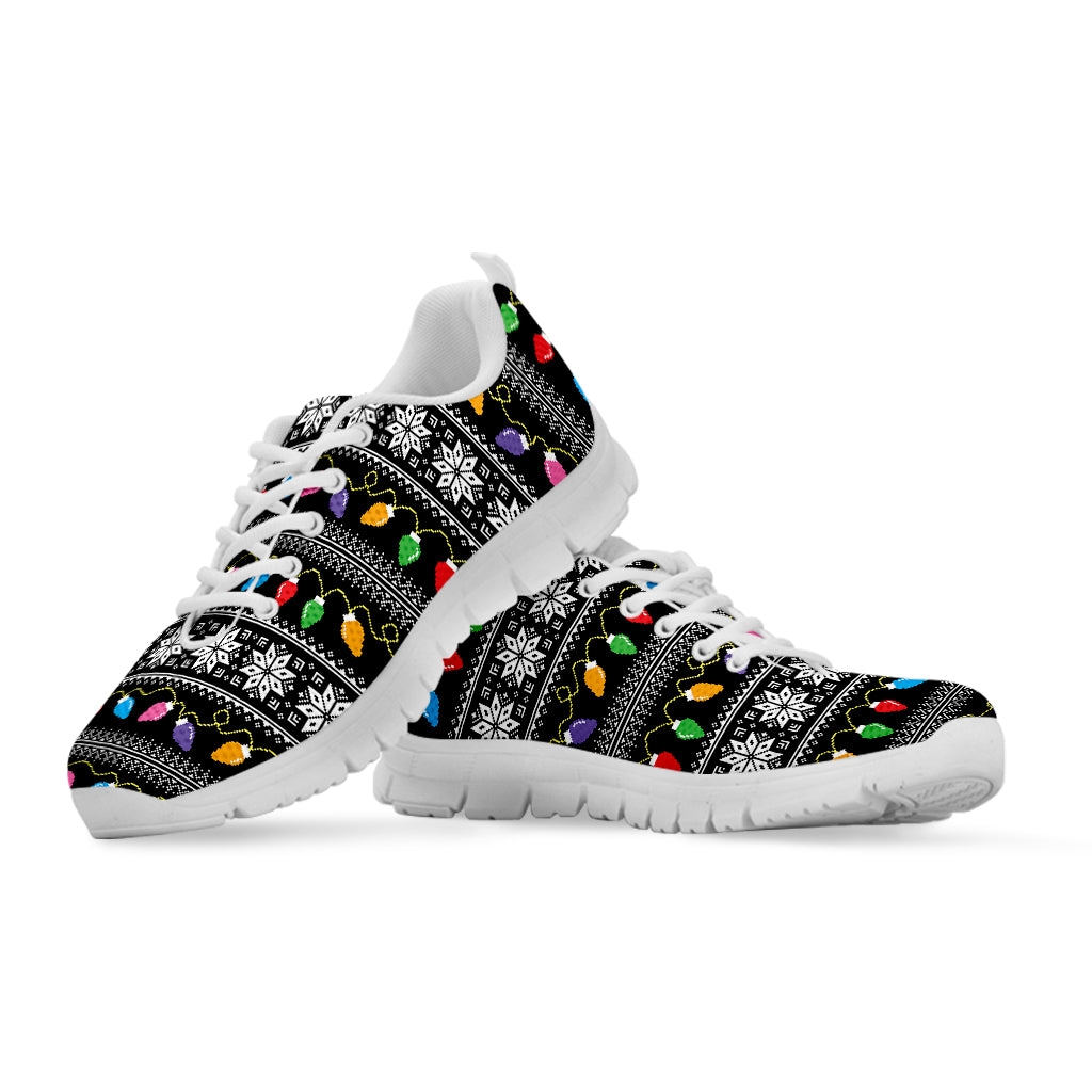 Christmas Tree Lights Print White Sneakers