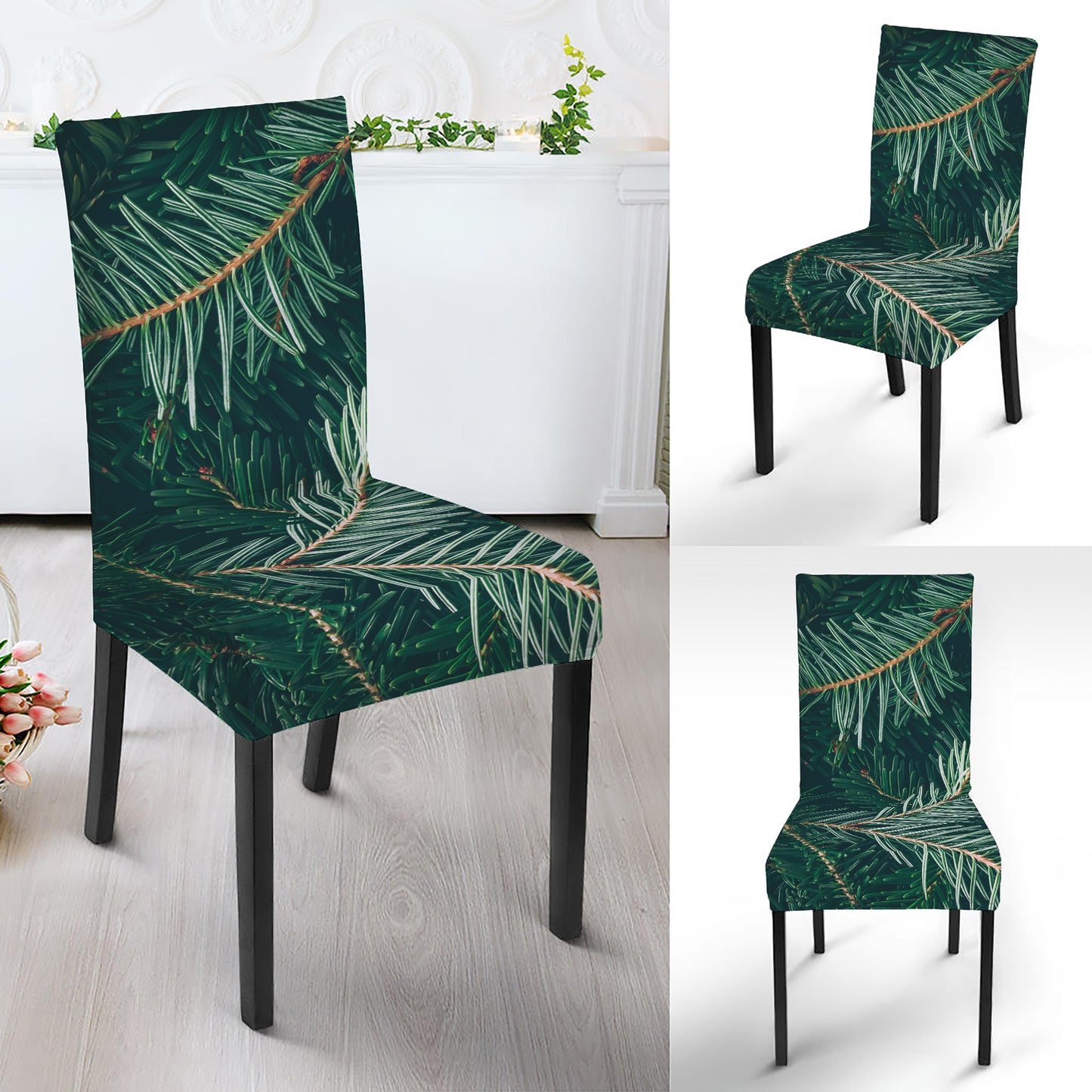 Christmas Tree Print Dining Chair Slipcover