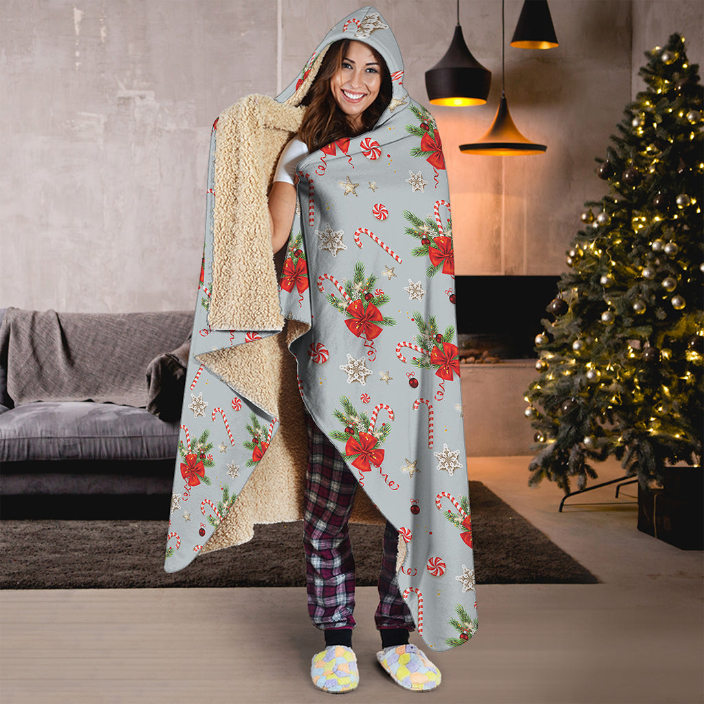 Christmas Winter Holiday Pattern Print Hooded Blanket