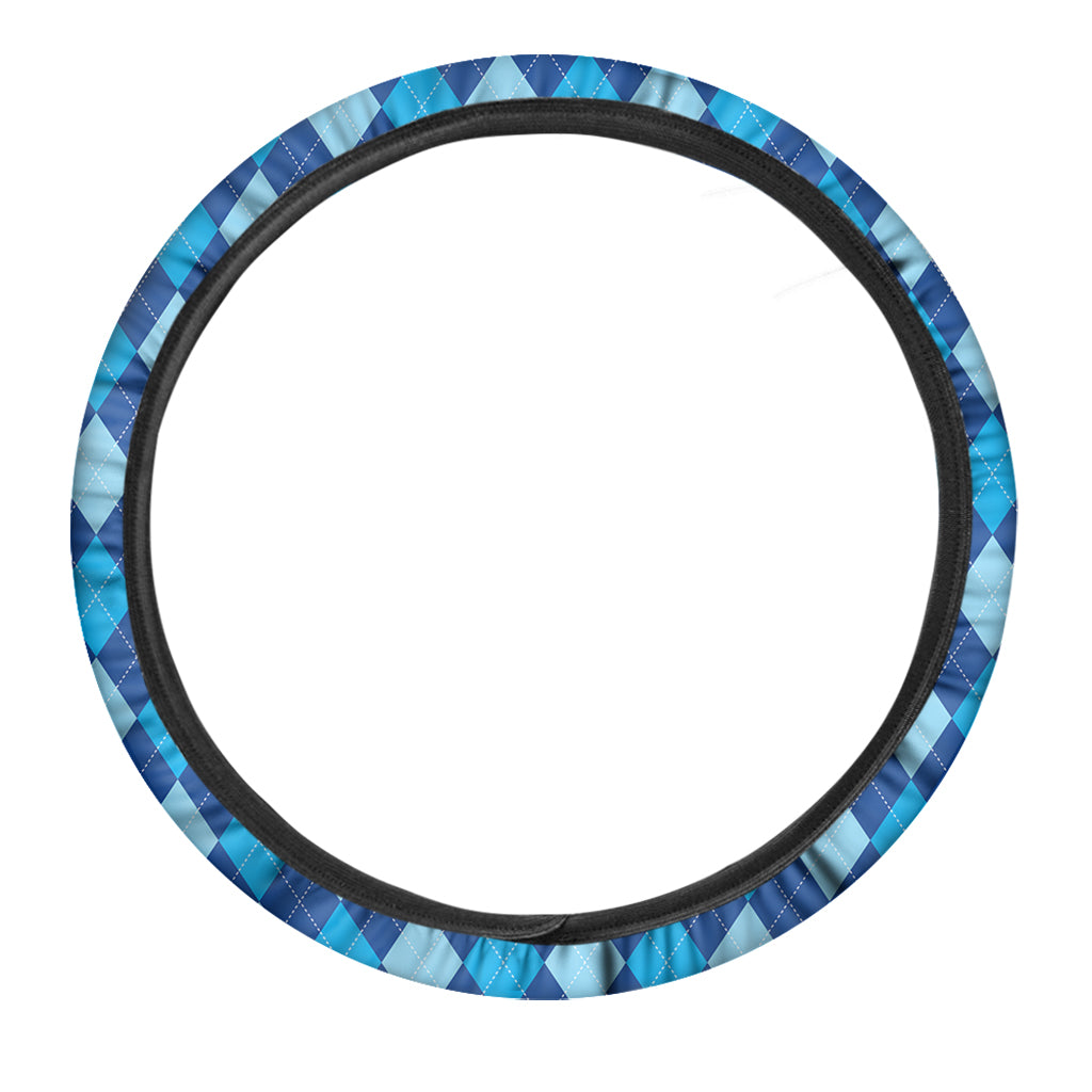 Classic Blue Argyle Pattern Print Car Steering Wheel Cover