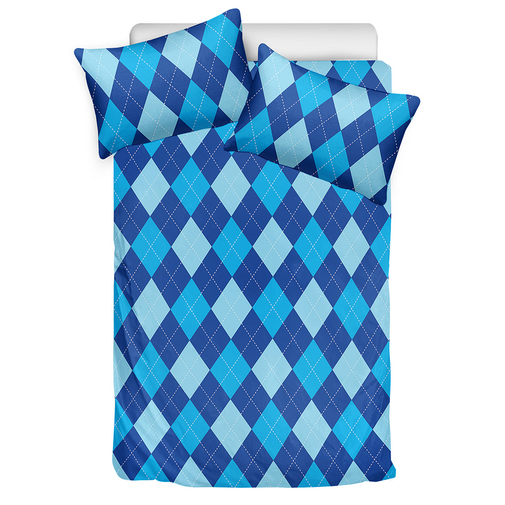 Classic Blue Argyle Pattern Print Duvet Cover Bedding Set