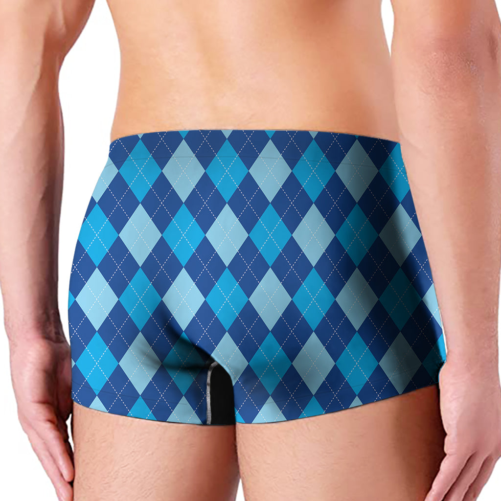 Classic Blue Argyle Pattern Print Men's Boxer Briefs