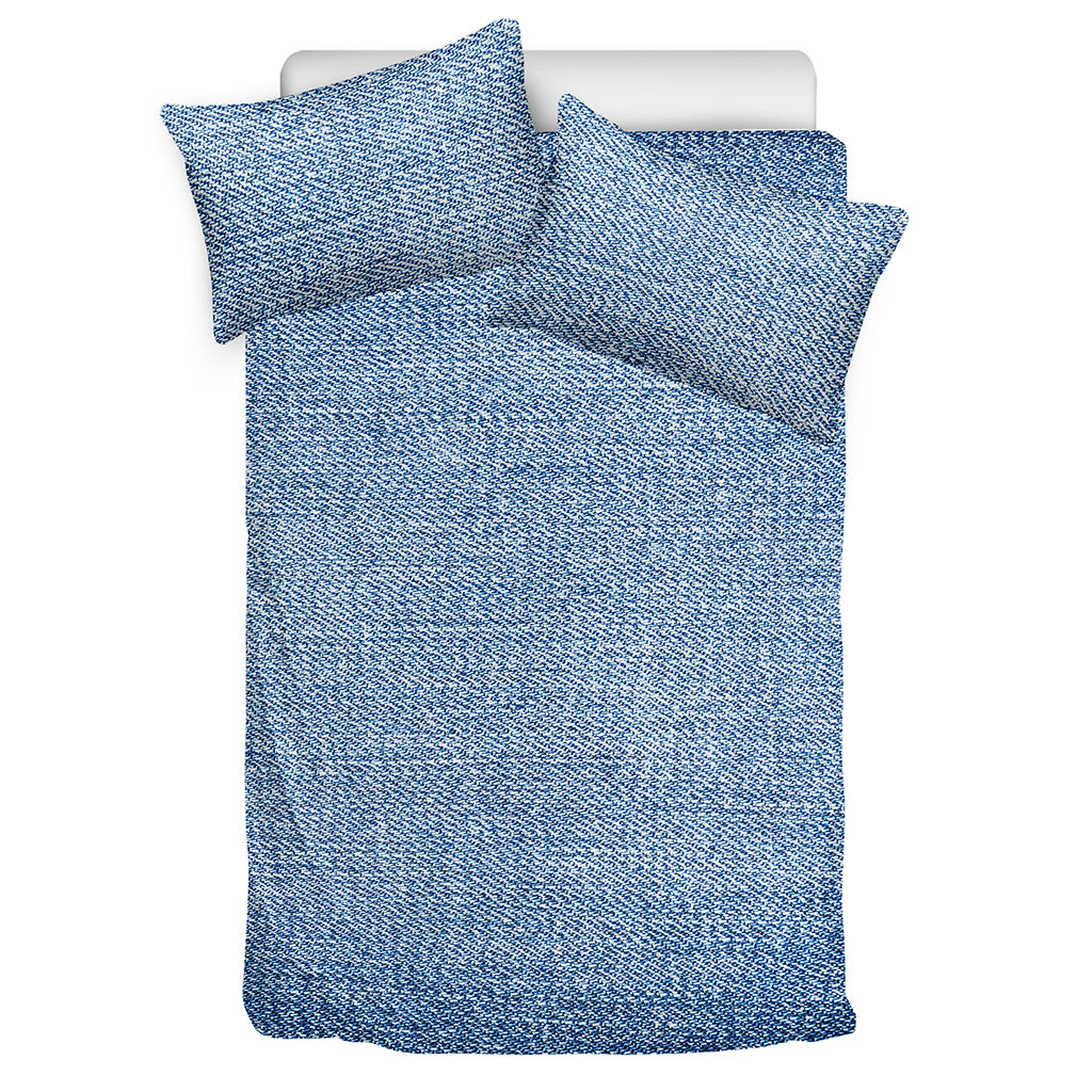 Classic Blue Denim Jeans Print Duvet Cover Bedding Set