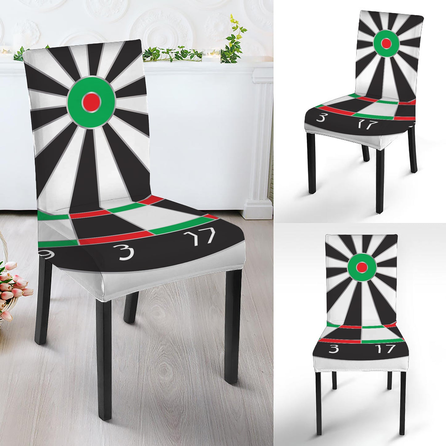 Classic Dartboard Print Dining Chair Slipcover