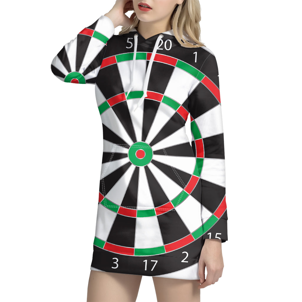 Classic Dartboard Print Pullover Hoodie Dress
