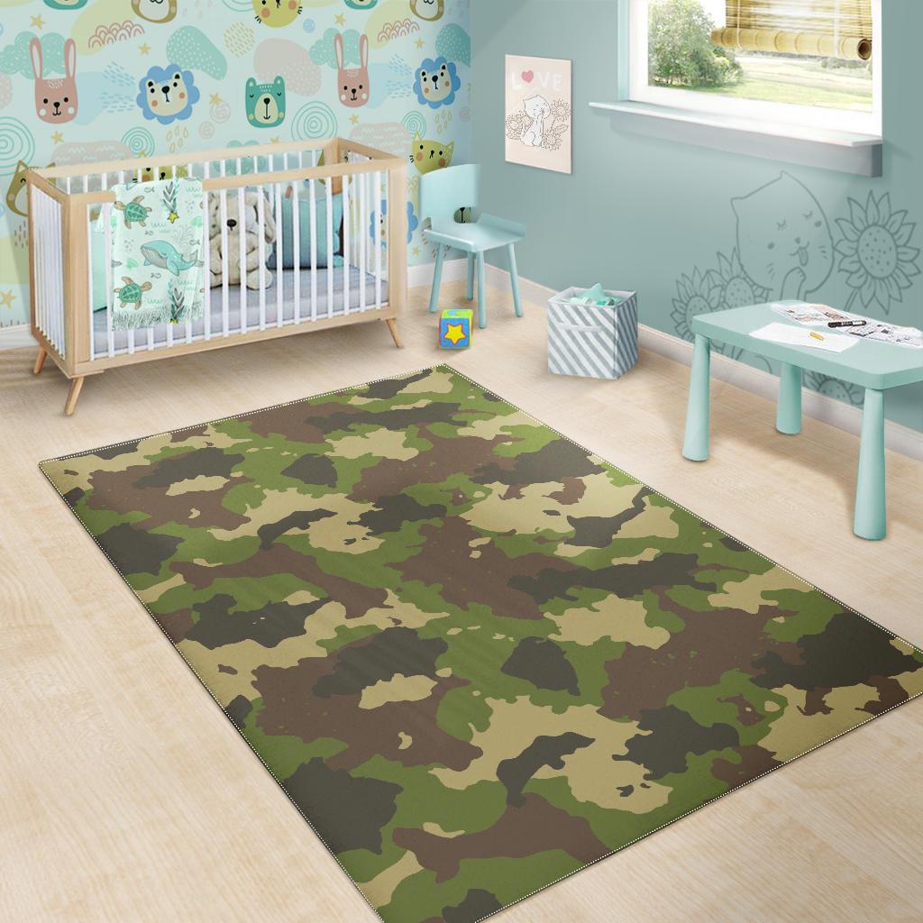 Classic Green Camouflage Print Area Rug GearFrost